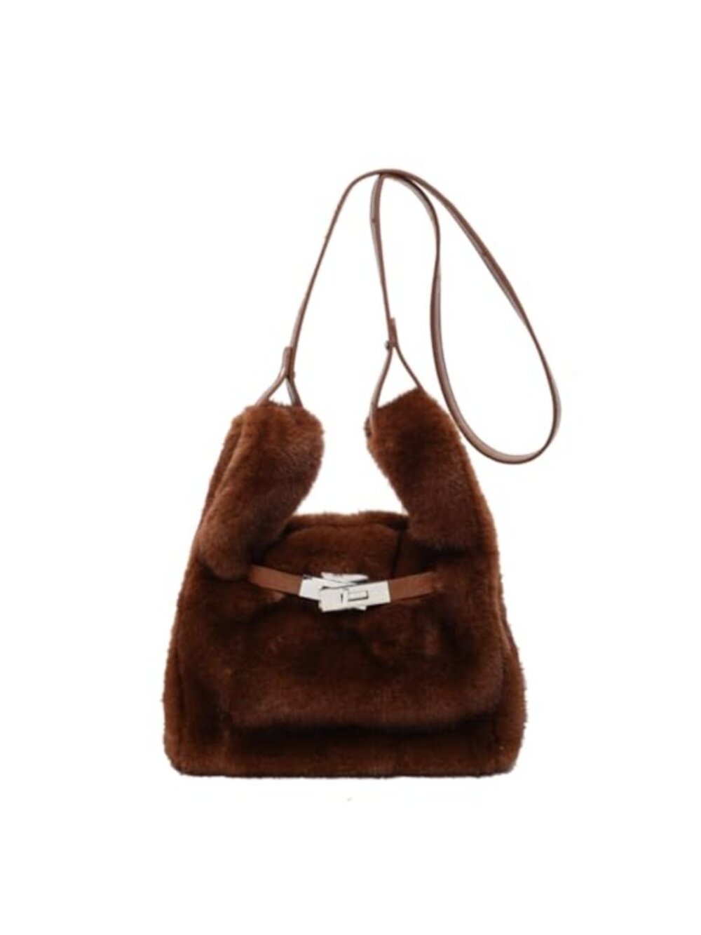 Faux Fur Fluffy Tote Bag Mini Fuzzy Crossbody Purse for Women